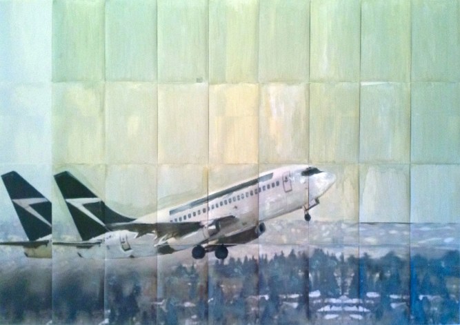 Paysage en 36 portraits 2015 120 x 189 cm Huile et impression sur papier